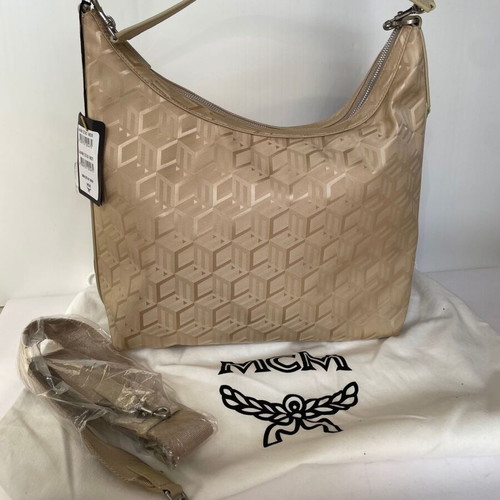 MCM Aren Monogram Jacquard Tote Bag New Beige