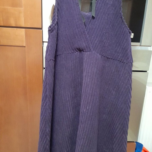 Corduroy salopette dress A-line new, purple, made in Italy