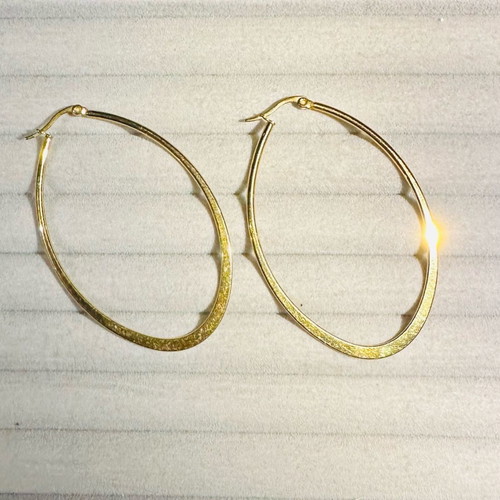Steel gold oval hoop earrings used