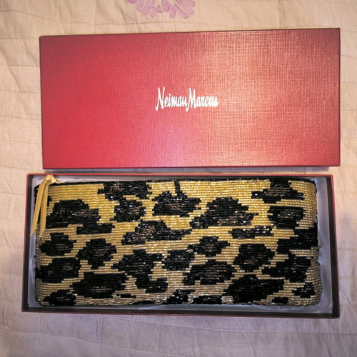 Neiman Marcus evening bag embroidered with beads and lined new