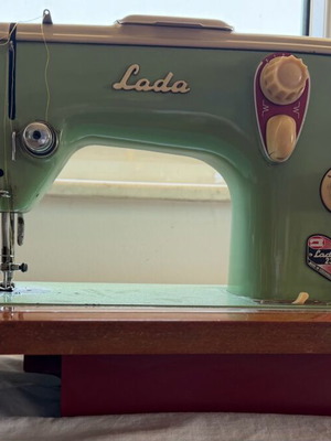 Vintage Lada sewing machine model 237-1 used with wooden base