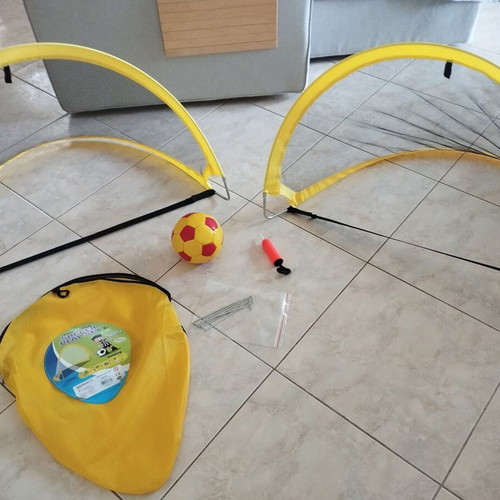 Beach soccer goals with ball, pump and pegs