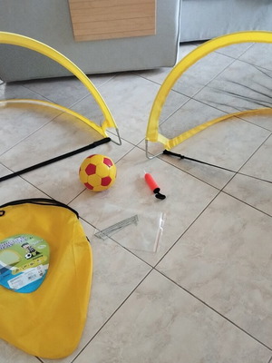 Beach soccer goals with ball, pump and pegs