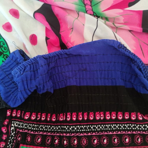 Blue summer dress with butterfly and neck tie used, size XXXL