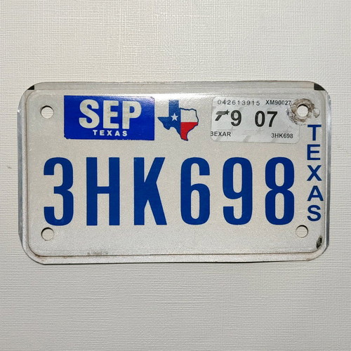 Texas motorcycle plate used, genuine from America