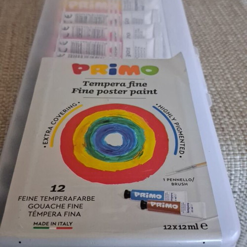 Primo Tempera Fine Poster Paint Set 12 Colors 12ml Like New
