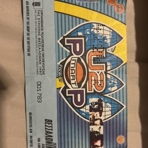 U2 Pop Mart Concert Ticket Thessaloniki 1997 Like New