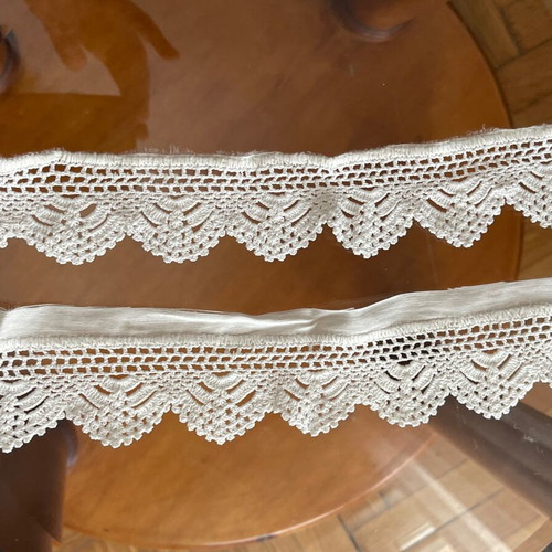 Handmade crochet lace used for towels and pillowcases