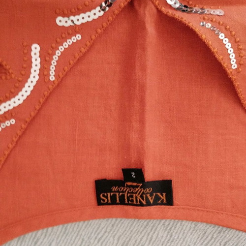 Linen women's sleeveless blouse used, orange, size 2