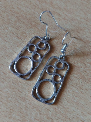 Vintage silver earrings with geometric cutout design new