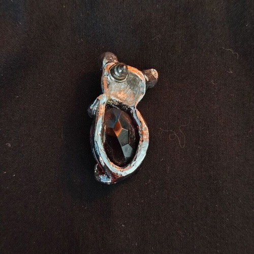 Lemur Pin with Inlaid Silver Crystals New