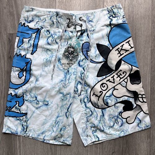 Ed Hardy by Christian Audigier men's board shorts Love Kills Slowly Skull new, size 34