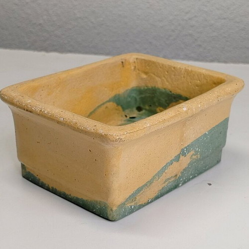 Handmade rectangular bonsai pot made of cement new