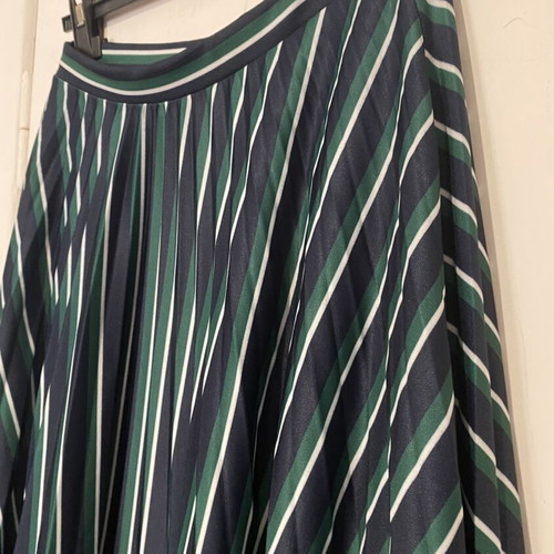 Bershka striped midi skirt with pleats, like new, black and green