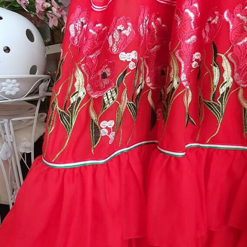 Amuse Maxi Dress New With Embroidered Flowers Red M