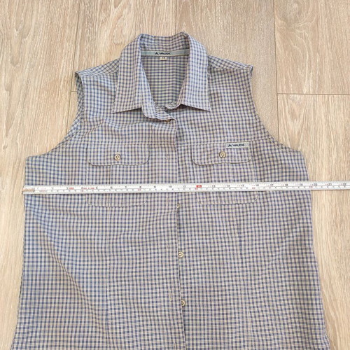 Vaude sleeveless shirt women's size M 38 like new, grey and blue