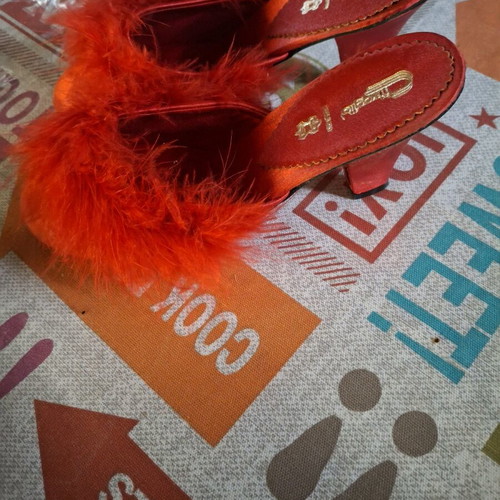 Leather slippers new, red, size 36