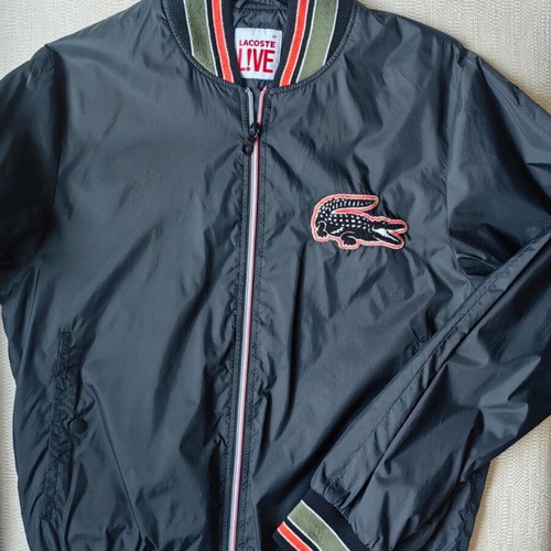 Lacoste L!VE bomber jacket men's like new, black and orange