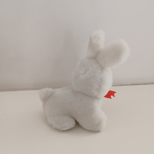 Lacta white plush bunny with red bow
