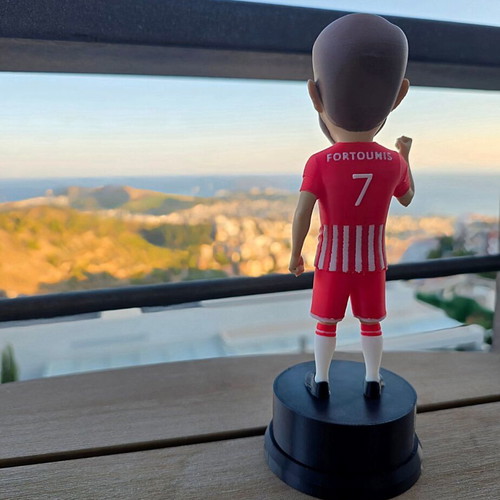 Fortounis 3D Printed Figure with Base and Olympiacos Keychain
