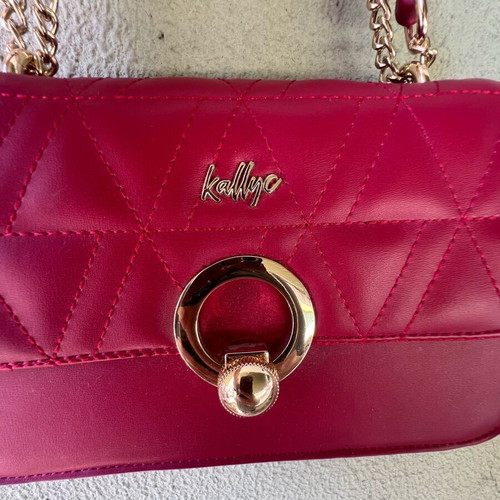 Kallys Mini Shoulder Bag Like New, Red with Gold Chain