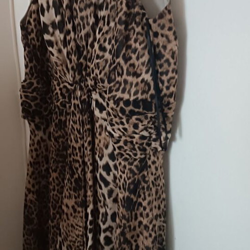 Wallis Midi Leopard Dress Sleeveless New with Waist Tie and Ruffles