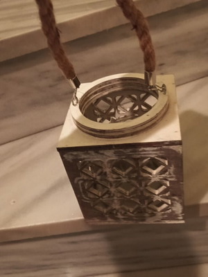 Wooden lantern new gray white Zen by Athinaishome with tag
