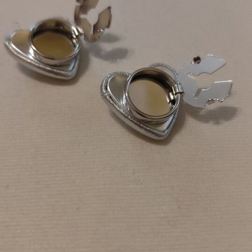Shirt button covers heart-shaped new, silver, pack of 2