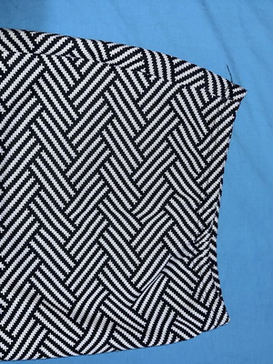 Mini skirt with black and white stripes, size medium