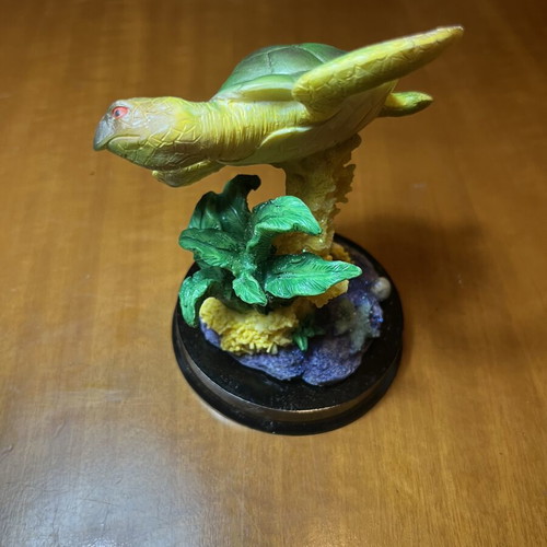 Decorative Sea Turtle Resin Figurine on Coral Base like new