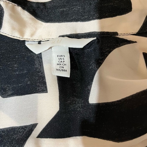 H&M satin shirt new, long sleeve, black and beige