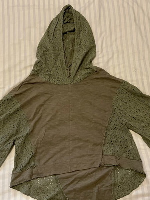 Attrattivo khaki blouse with lace and hood, size S, like new