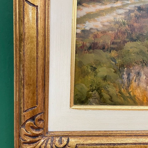 Pasquale Esposito oil painting in handmade gold carved frame