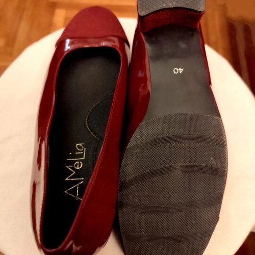 Amelia Burgundy Patent and Suede Pumps Size 40 New