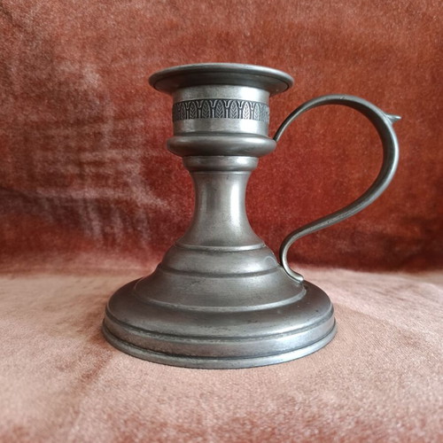 Vintage candle holder with pewter base from France, like new