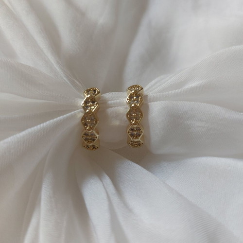 Gold hoop earrings like new with sparkling stones