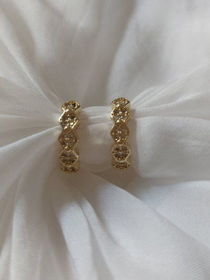 Gold hoop earrings like new with sparkling stones