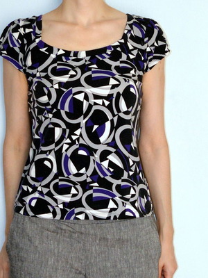 Marks & Spencer Retro Geometric Print Scoop Neck Top size UK 12 like new