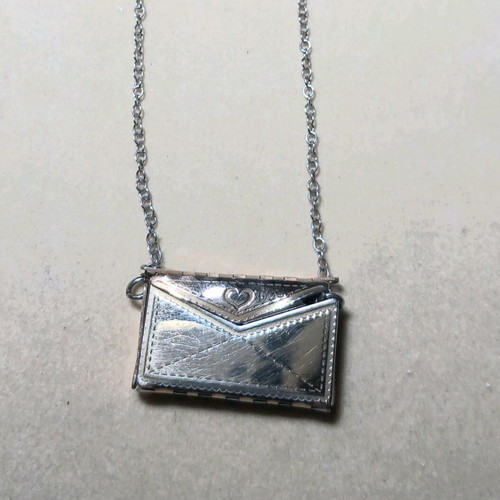 Silver Rose Gold Italian Necklace Two-Tone with Envelope Pendant