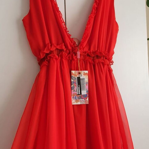 Amuse Maxi Dress New With Embroidered Flowers Red M