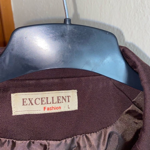 Women's jacket used brown with silver buttons, size L