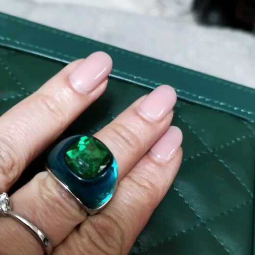 Silver ring handmade like new with blue and green stone