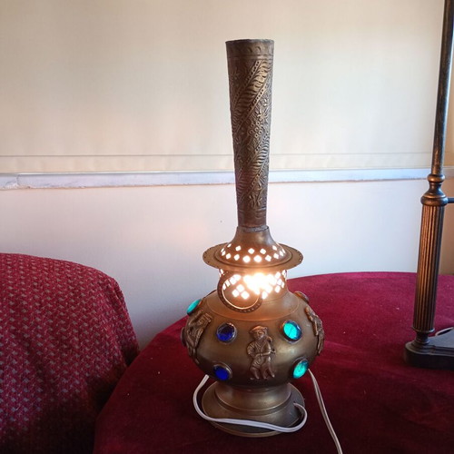 Brass table lamp used, height 40 cm