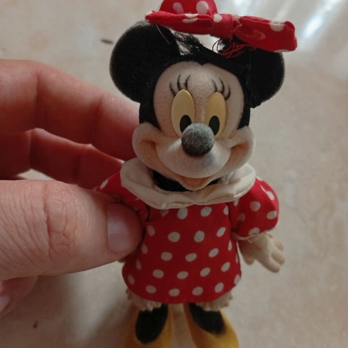 Minnie Mouse vintage flocked figure, red polka dot dress