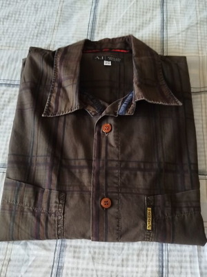 Armani Jeans мъжка каре риза като нова, кафява XXL