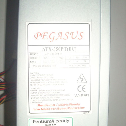 Pegasus PSU ATX 350W power supply used