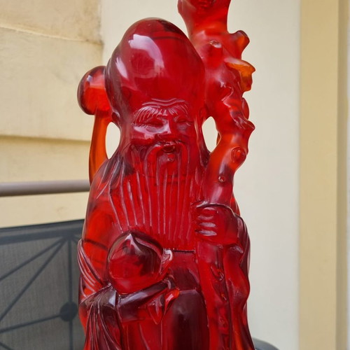 Buddhist statue used, copper red, bakelite, 60 cm tall