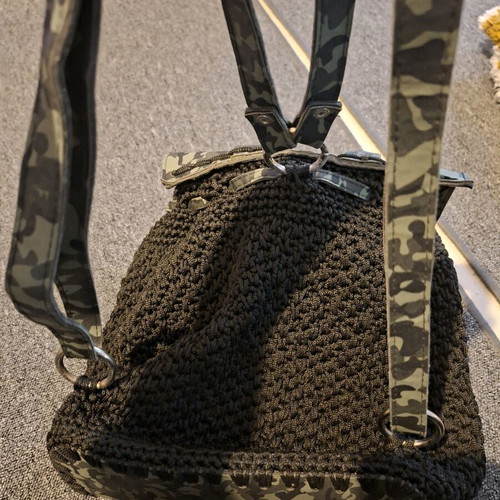 Knitted backpack like new with camo flap