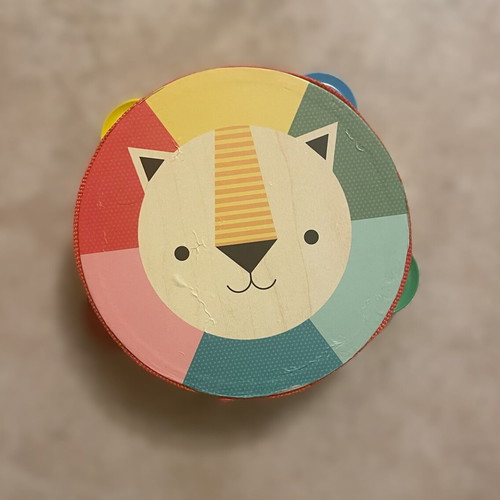 Lion Cub Wooden Tambourine Used, Children's Hand Drum