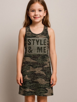 Geisha dress size 128 (7-8 years) camouflage with rhinestones like new